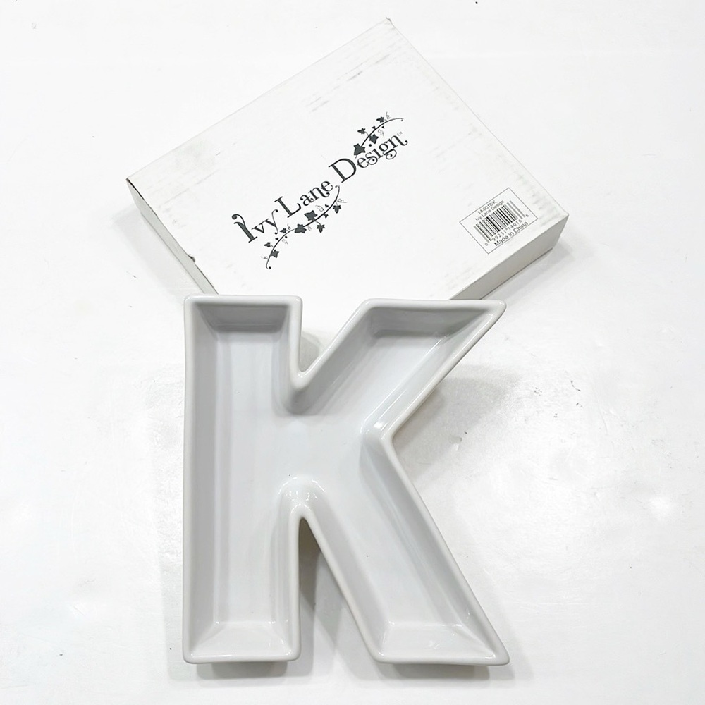Ivy Lane Design letter K ceramic candy dish / charcuterie board